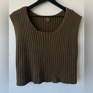 Babaa Tank Top No33 Irish Moss Green Ribbed Cotton Knit